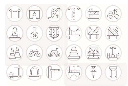 24 Icons for Pedestrian featuring High Resolution Pixel Optimized Thin Line Graphics vector