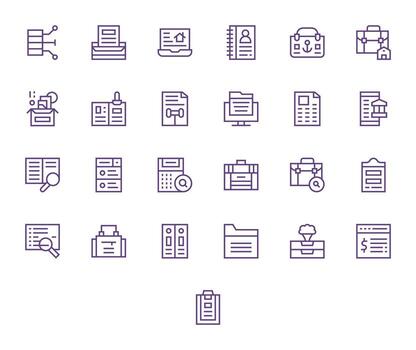 25 Regular Line Editable Icons tailored for Records 256x256 interface vector