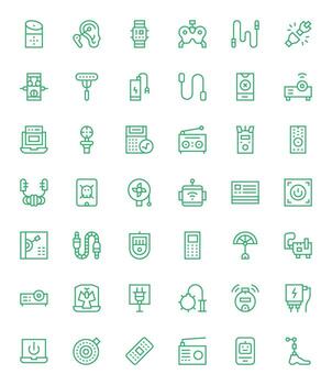 Device Comprehensive Bundle with 42 PIXEL Perfect Regular Line 64x64 Icons vector