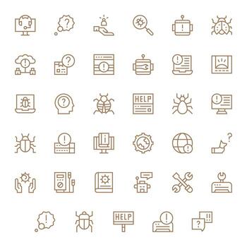 solución de problemas editable conjunto con 35 64 x 64 regular línea íconos vector