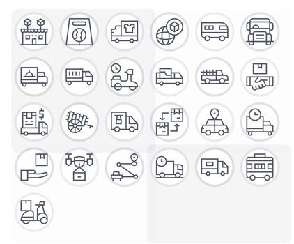 25 Icons for Delivery Service optimized in Pixel Aligned Retina Ready Regular Line resolution vector