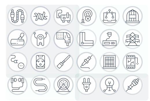 24 Thin Line Icons designed for Wire in 256x256 Editable format vector