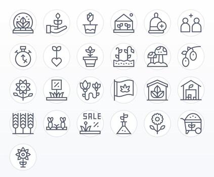 25 Regular Line Icons from Growing in 256x256 Pixel Optimized Quality vector