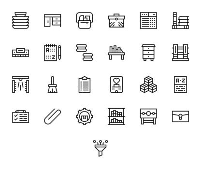 organizar icono repositorio conteniendo 25 regular línea 64 x 64 cuadrícula equipado gráficos vector