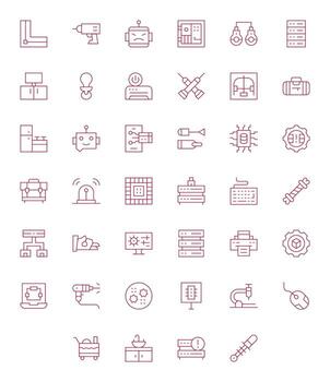 Hardware 256x256 Icon Pack with 40 Thin Line Display Perfect Elements vector