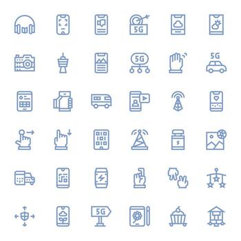 36 Display Perfect High Resolution Icons for Mobile in elegant Bold Line design vector