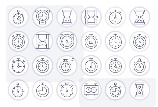 24 256x256 Thin Line Display Perfect Icons for Elapsed Time Projects vector