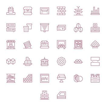 32 Delgado línea íconos desde apilado en retina Listo píxel optimizado calidad vector