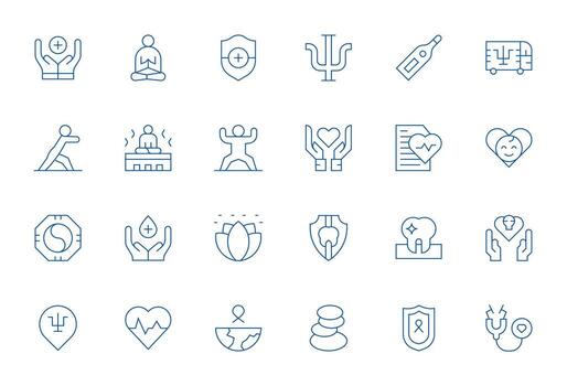 Wellbeing Graphics featuring 24 Thin Line Pixel Aligned High Resolution Designs vector