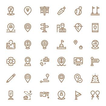 Marker Comprehensive Bundle with 36 Pixel Aligned Bold Line 256x256 Icons vector