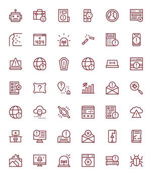 42 Icons for Error optimized in Pixel Optimized 256x256 Regular Line resolution vector