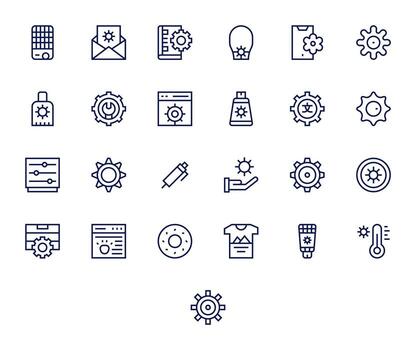 Customize Icon Collection with 25 High Resolution Regular Line Designs vector