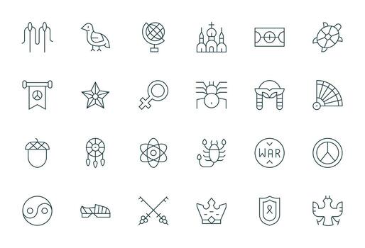 24 64x64 Thin Line Icons optimized for Symbolism Editable display vector