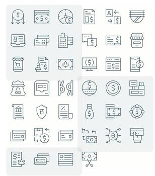 40 Thin Line Detail Enhanced Icons tailored for Transaction High Resolution interface vector