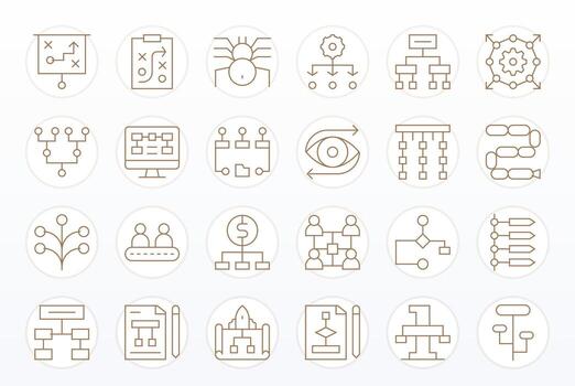 24 píxel Perfecto Delgado línea íconos diseñado para diagrama de flujo interfaz vector