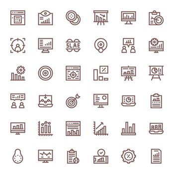 36 retina Listo íconos para métrica en cuadrícula equipado negrita línea formato vector