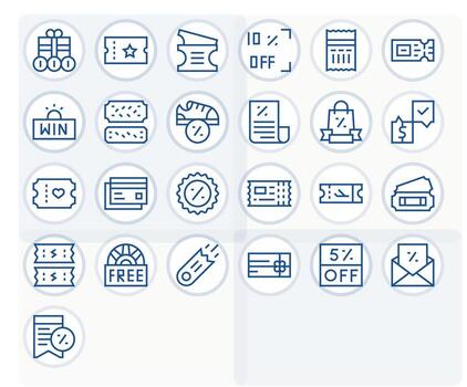 25 Regular Line Detail Enhanced Icons tailored for Voucher High Resolution interface vector