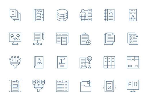 Information Management Complete Package with 24 128x128 Thin Line Pixel Optimized Icons vector