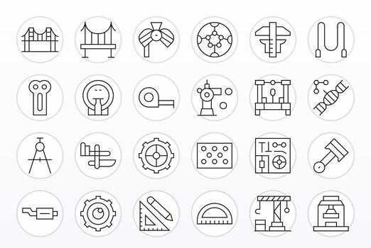 24 Delgado línea íconos diseñado para Ingenieria en 256x256 píxel optimizado formato vector