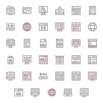 35 High Resolution Icons for Webpage with Pixel Aligned Regular Line clarity vector