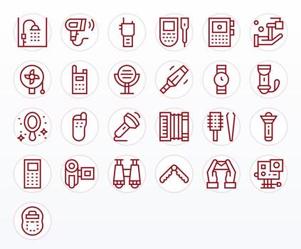 25 64x64 Regular Line Icons optimized for Handheld Pixel Optimized display vector