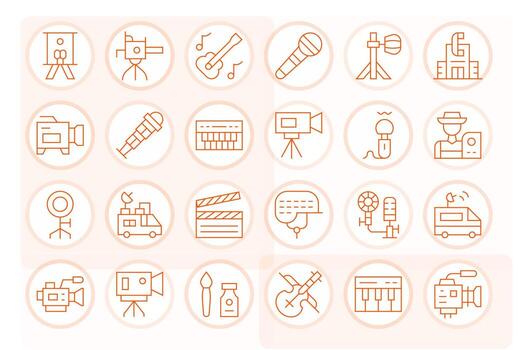 24 Thin Line Pixel Aligned Icons crafted for Studio 64x64 applications vector