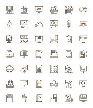 Regular Line Display Perfect Icons from Presentation Set with 42 128x128 Icons vector