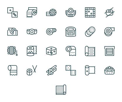 Roll Icon Collection with 25 High Resolution Regular Line Designs vector