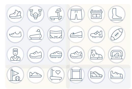 Delgado línea estilo corriendo íconos con 24 256x256 cuadrícula equipado diseños vector