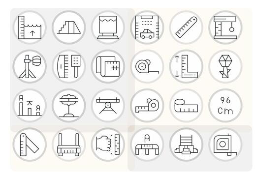 altura icono conjunto con 24 Delgado línea 256x256 detalle mejorado gráficos vector