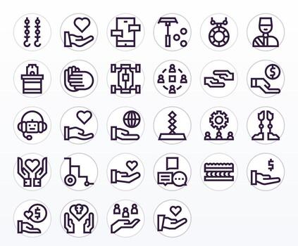 28 Detail Enhanced Bold Line Icons designed for Support System Interface vector