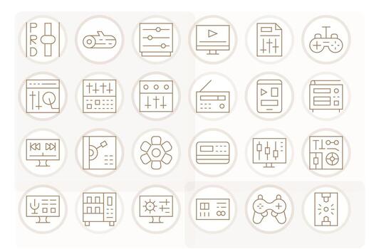 24 Controls Pixel Optimized Icons in 128x128 Thin Line Aesthetic vector