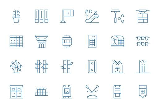 Vertical Modern Collection with 24 Thin Line 64x64 Pixel Optimized Icons vector
