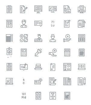 Data Entry Icon Set with 40 Thin Line 256x256 PIXEL Perfect Graphics vector