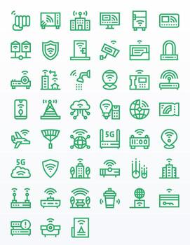 Wifi icono conjunto con 45 negrita línea retina Listo píxel alineado gráficos vector