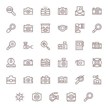 35 Regular Line Grid Fitted Icons crafted for Lens High Resolution applications vector