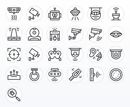 25 PIXEL Perfect Icons themed around Detection in 128x128 Regular Line format vector