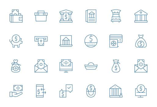 Deposit Professional Set with 24 Thin Line Pixel Optimized High Resolution Icons vector