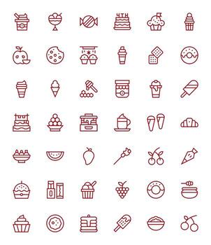 42 Retina Ready Icons for Dessert in Pixel Aligned Regular Line Format vector