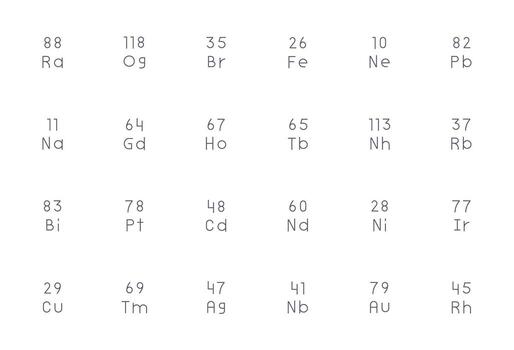 Atomic Number Icon Set with 24 Thin Line Retina Ready Detail Enhanced Graphics vector