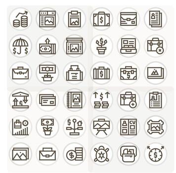 Portfolio Comprehensive Bundle with 36 Display Perfect Bold Line 256x256 Icons vector