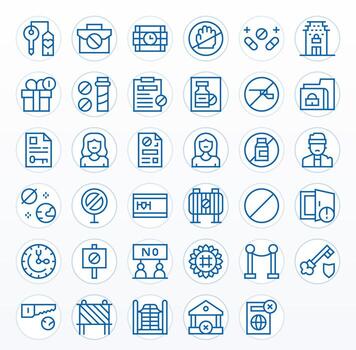 Restricted Icon Toolkit featuring 35 PIXEL Perfect Retina Ready Regular Line elements vector