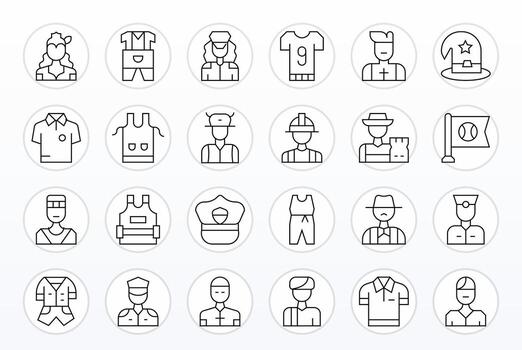 Uniform Scalable Set featuring 24 PIXEL Perfect Thin Line 128x128 Icons vector