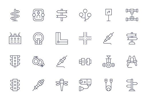 24 Thin Line Pixel Optimized Icons for Junction Graphics vector