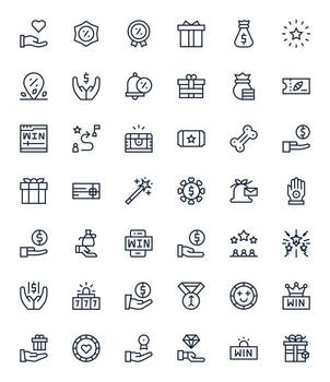 42 256x256 Icons for Reward in Grid Fitted Regular Line Format vector