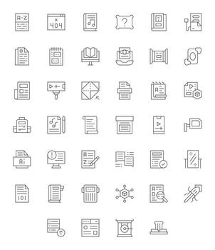 File Design Icons featuring 40 Grid Fitted Thin Line Style vector