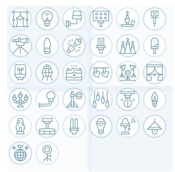 32 Pixel Aligned High Resolution Icons for Lighting in elegant Thin Line design vector