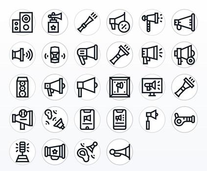 28 Editable Bold Line Icons designed for Loudspeaker Interface vector