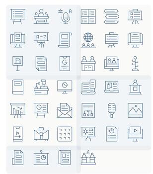 40 Thin Line Pixel Optimized Vectors for Presentation Theme