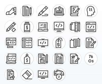 28 64x64 Bold Line Icons for Markup with PIXEL Perfect precision vector